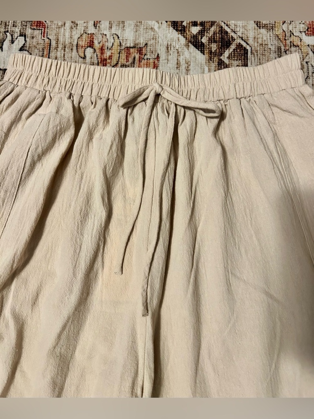 Aakaa Cream Cargo Parachute Pants Large Boho Drawstring Balloon Jogger NWOT - Picture 4 of 11